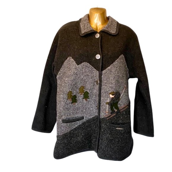 Winter Scene Wool Sweater Jacket | Gaddy Collection Hand Framed - Picture 11 of 11